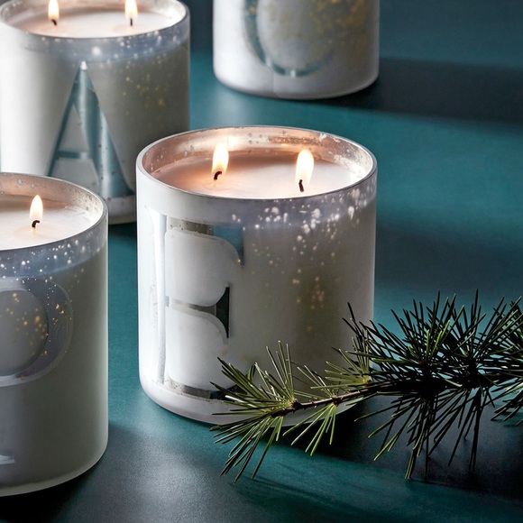 Pottery Barn Other - BRAND NEW Pottery Barn Frosted Pine Candle with Silver Initial E, 15.8 oz